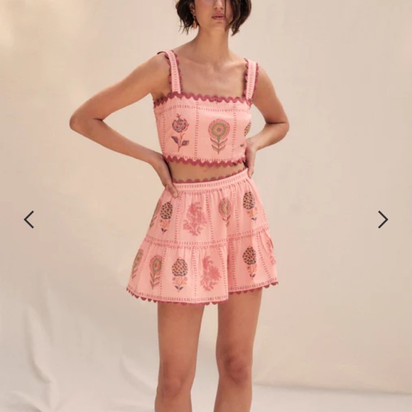 Saylor NYC Ima Set – Pink Seashell Eyelet Tank & Mini Skirt